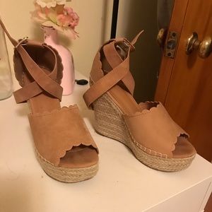 Tan Espadrille Wedges